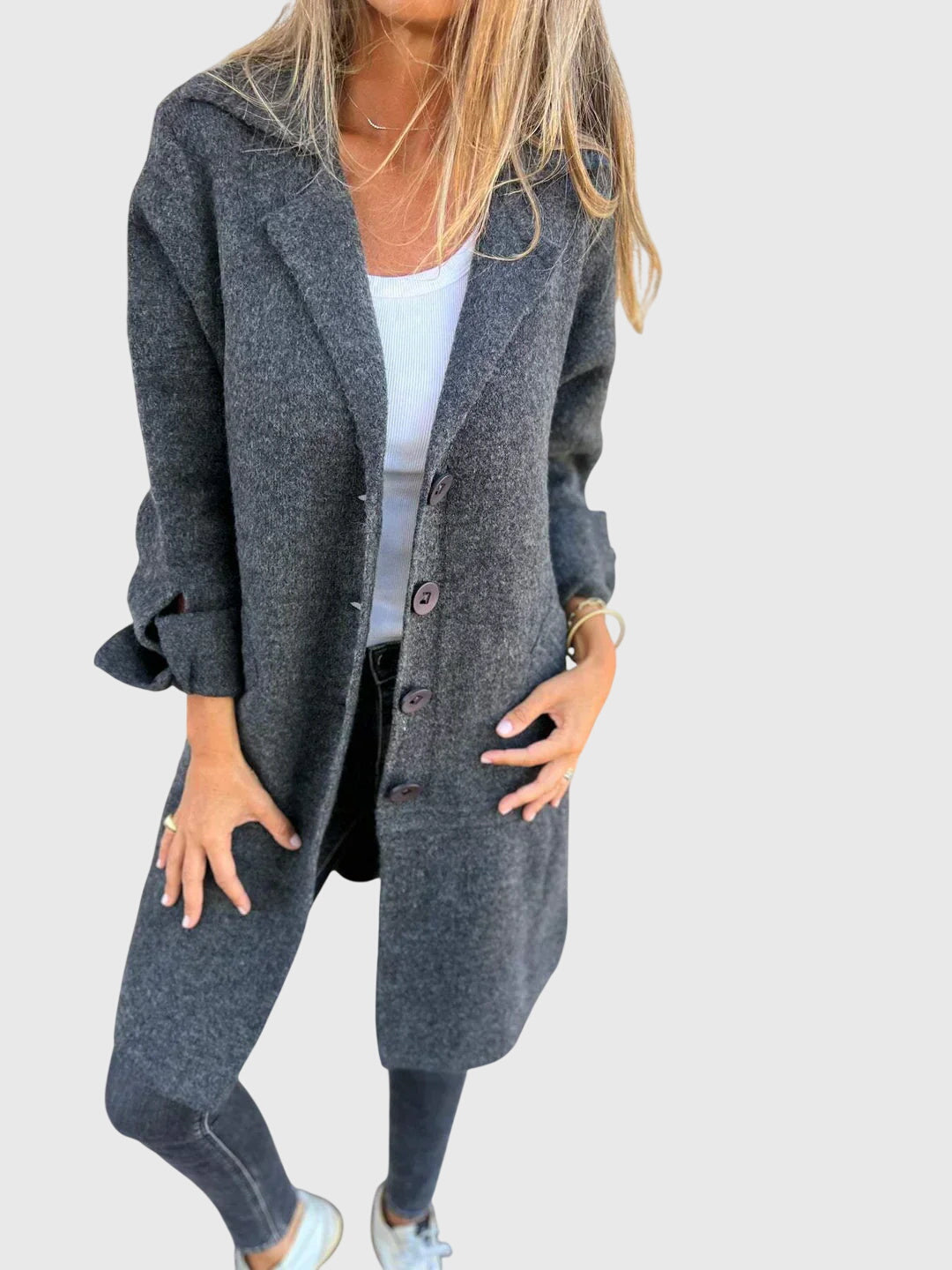Blazer dam med knappar — tidlös och figurnära kavaj