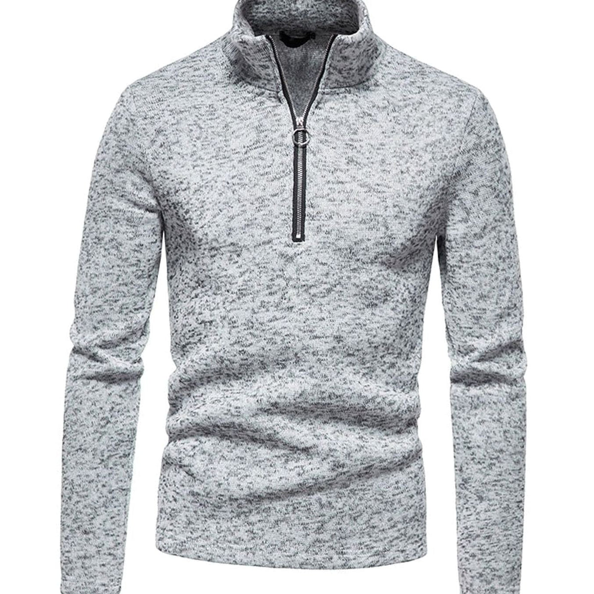 Stickad tröja herr — halfzip med ståkrage, regular fit