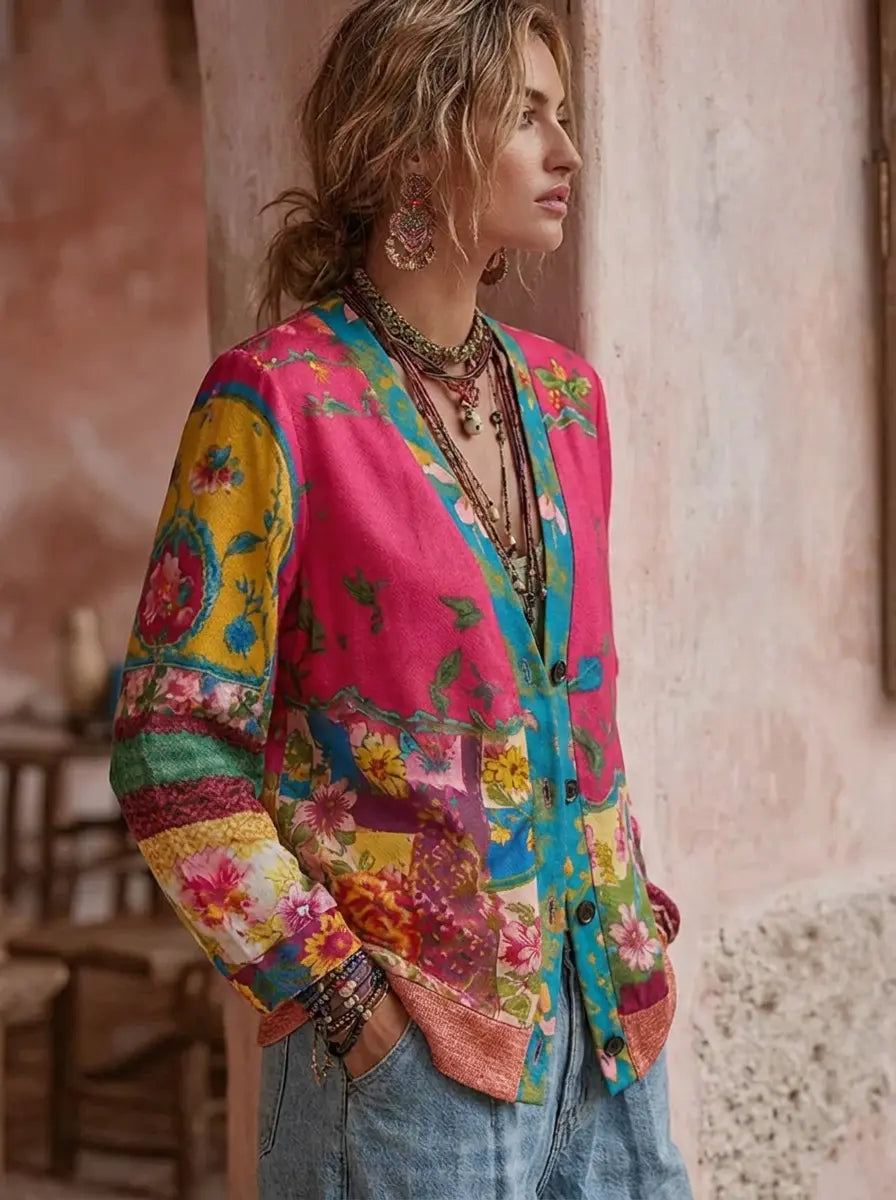 Elegant stickad kofta dam — mjuk cardigan i akryl