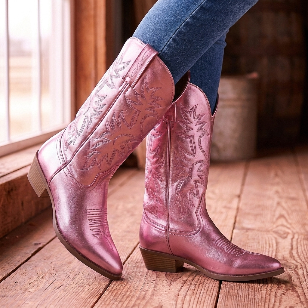 Cowboyboots dam — höga westernstövlar med klack