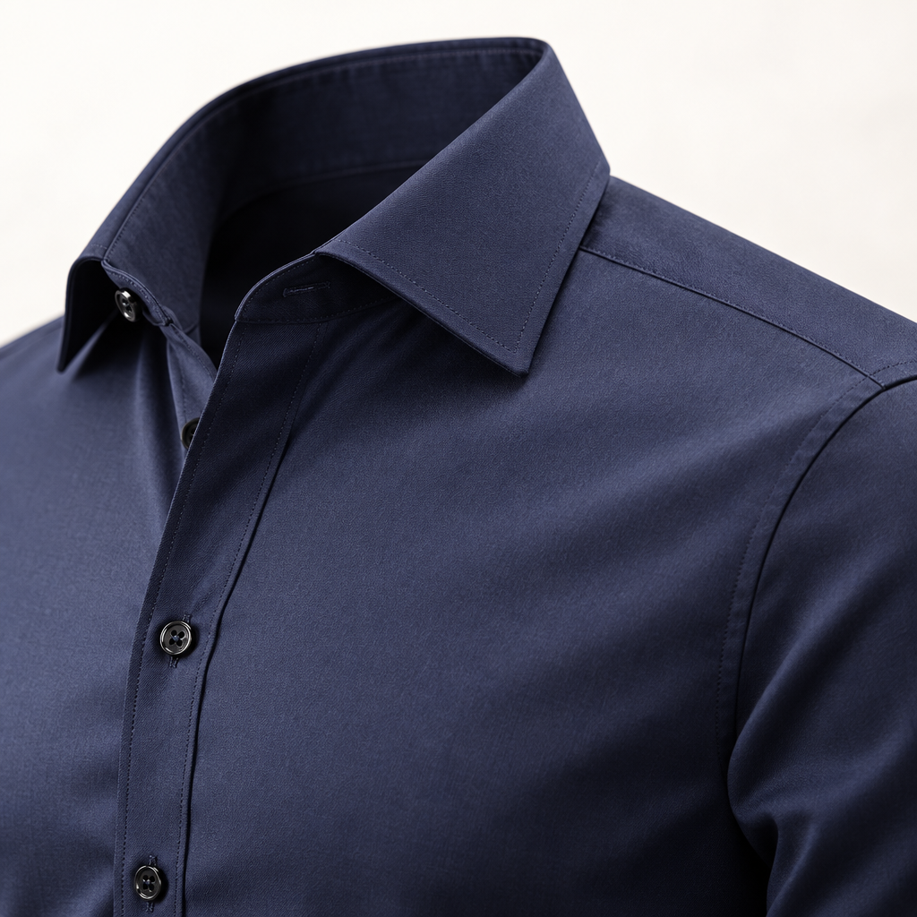 Skjorta herr, slim fit — skrynkelfri i bomullsmix med bambufiber