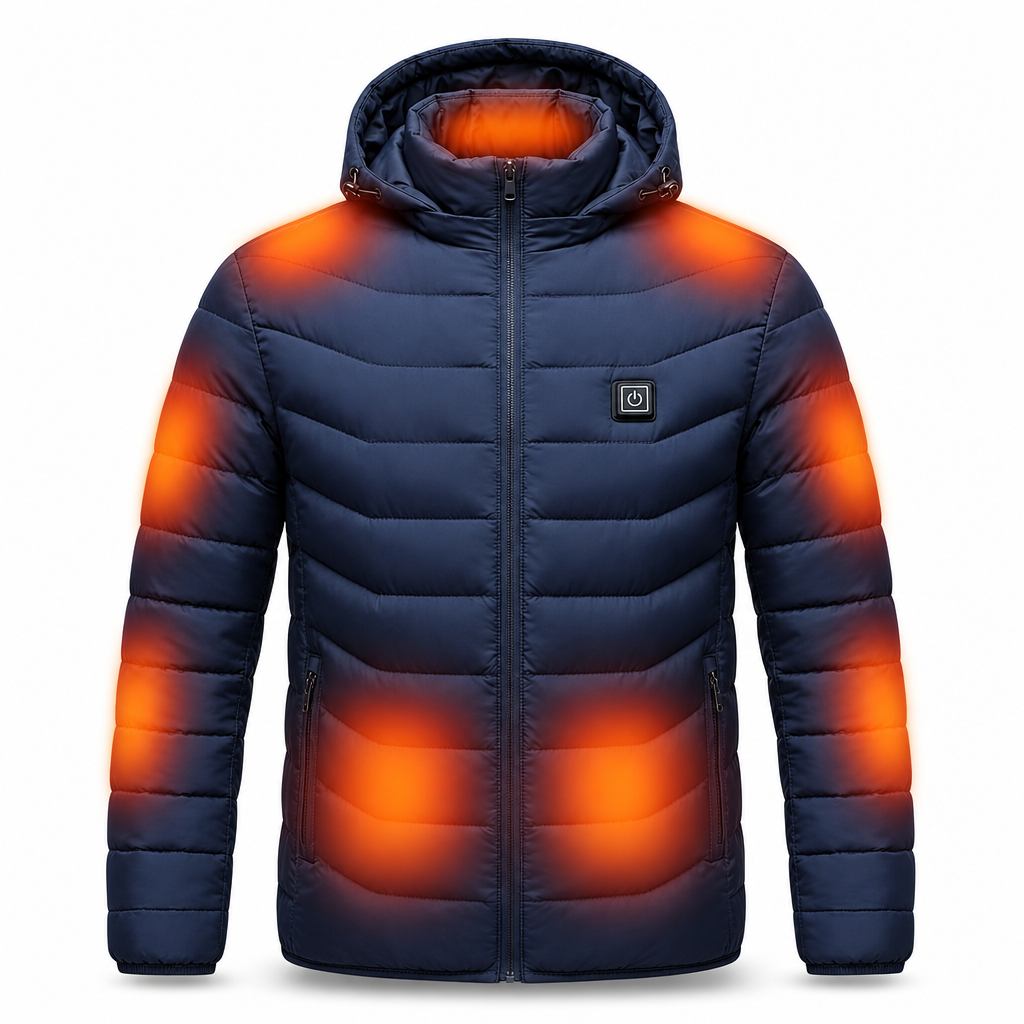Uppvärmd jacka unisex — puffer med värmezoner och batteri