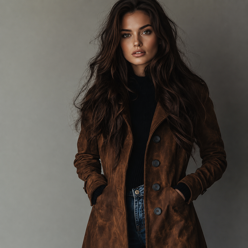 Trenchcoat dam, mockaimitation — klassisk rock med tidlös elegans