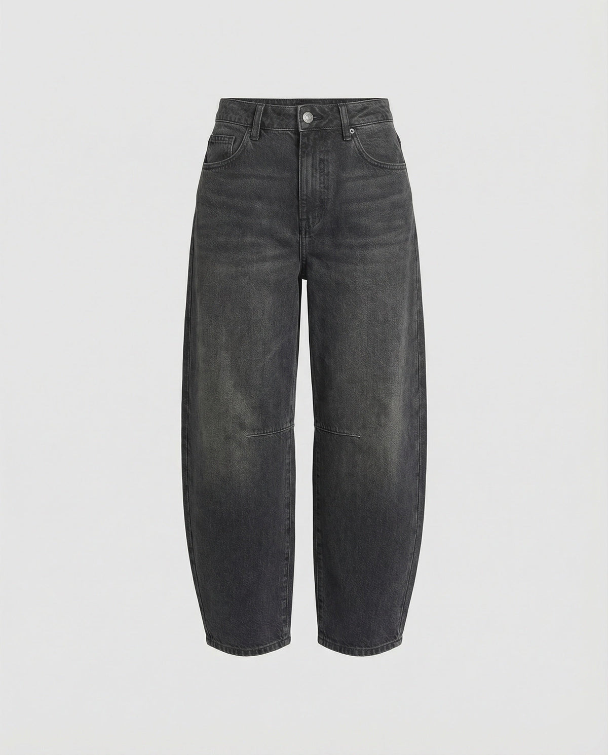 Jeans dam, barrel — moderna mid-rise med utsvängd passform