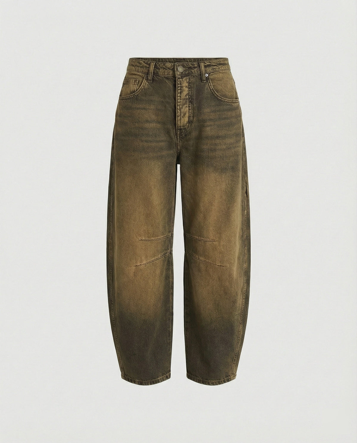 Jeans dam, barrel — moderna mid-rise med utsvängd passform