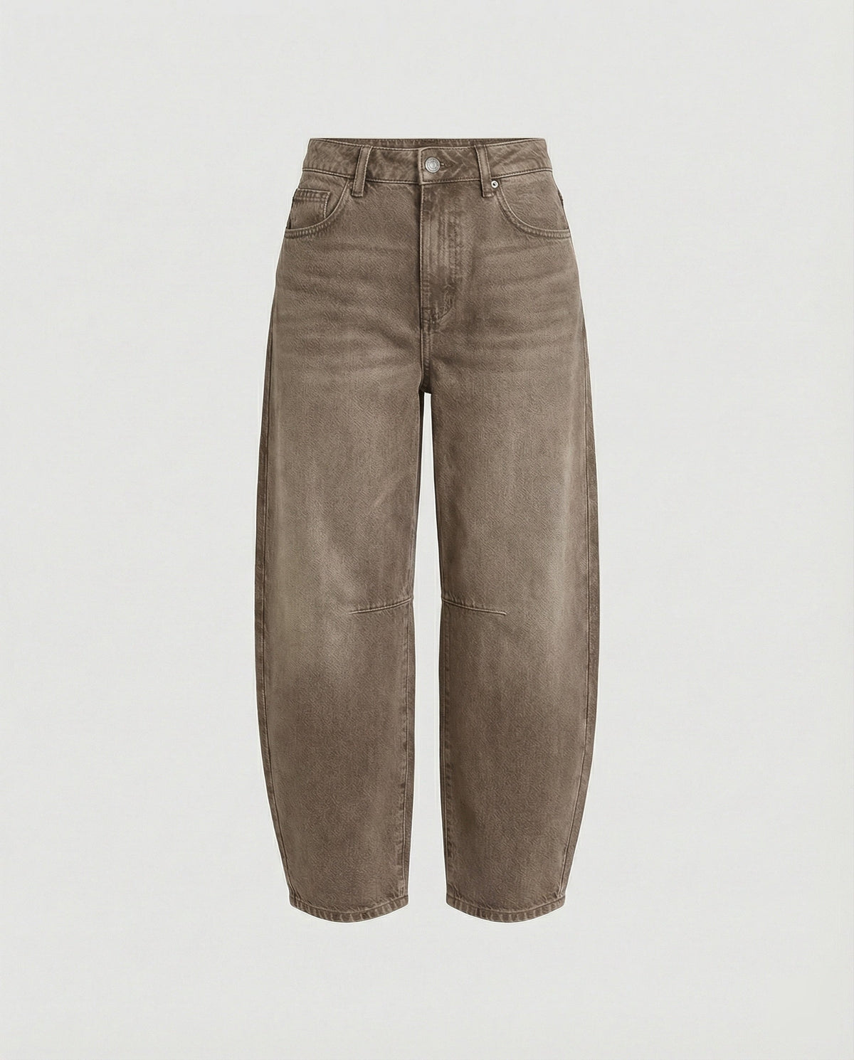 Jeans dam, barrel — moderna mid-rise med utsvängd passform
