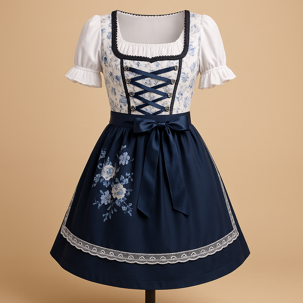 Dirndl dam med spetsdetaljer — traditionell Oktoberfest-klänning