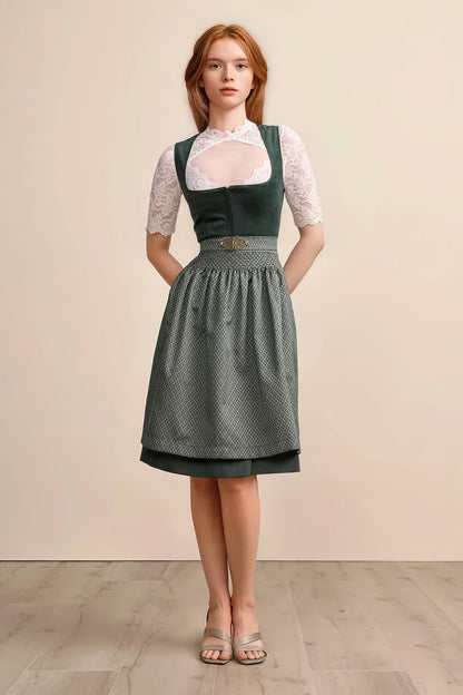 Dirndl dam, mörkgrön — Oktoberfest-klänning (60 cm)