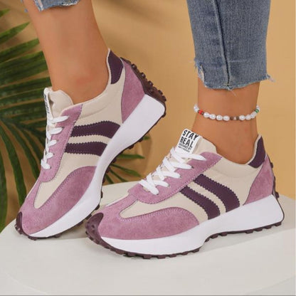 Sneakers dam, platform — retro chunky-sula med snörning