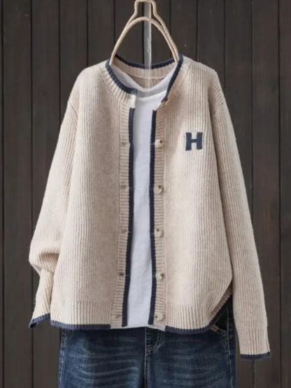 Stickad kofta dam, klassisk — mjuk cardigan i akryl
