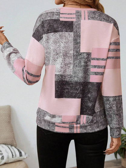 Sweatshirt dam med dragkedja — collegejacka med grafiskt tryck