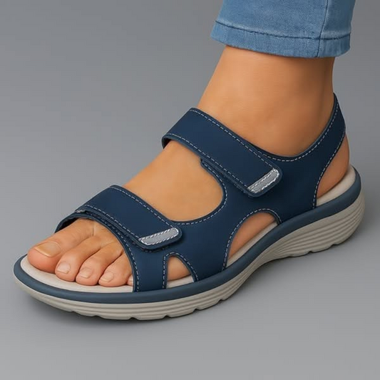 Sandaler dam, ortopediska — textil med dämpad såla och justerbar passform