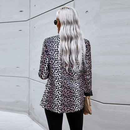 Blazer dam med leopardmönster — oversized kavaj