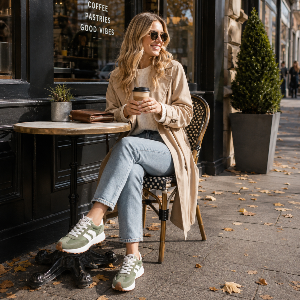 Sneakers dam, platform — retro chunky-sula med snörning