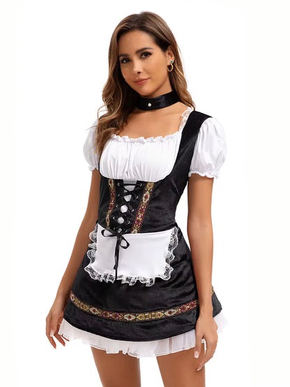 Dirndl dam med snörliv och puffärmar — Oktoberfest-klänning