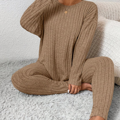 Loungeset dam, ribbat — topp och byxa