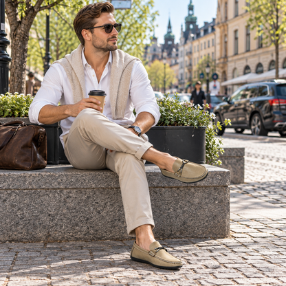 Loafers herr, klassiska — bekväma vardagsskor i läderimitation