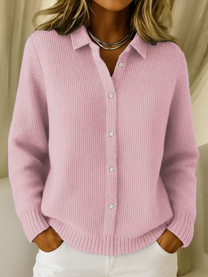 Sweater dam, knäppning — med krage och knappslå, långärmad