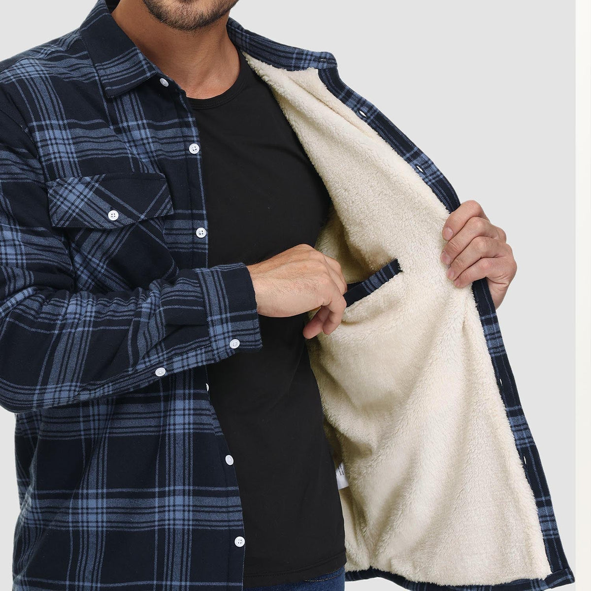 Skjortjacka herr med fickor — ledig overshirt för hösten