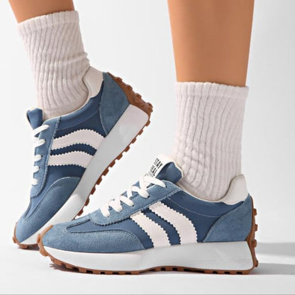 Sneakers dam, platform — retro chunky-sula med snörning