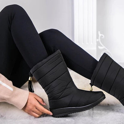 Vinterboots dam, fodrade — varma snowboots med halkfri sula