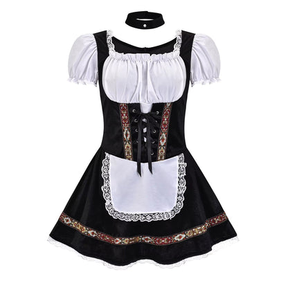 Dirndl dam med snörliv och puffärmar — Oktoberfest-klänning
