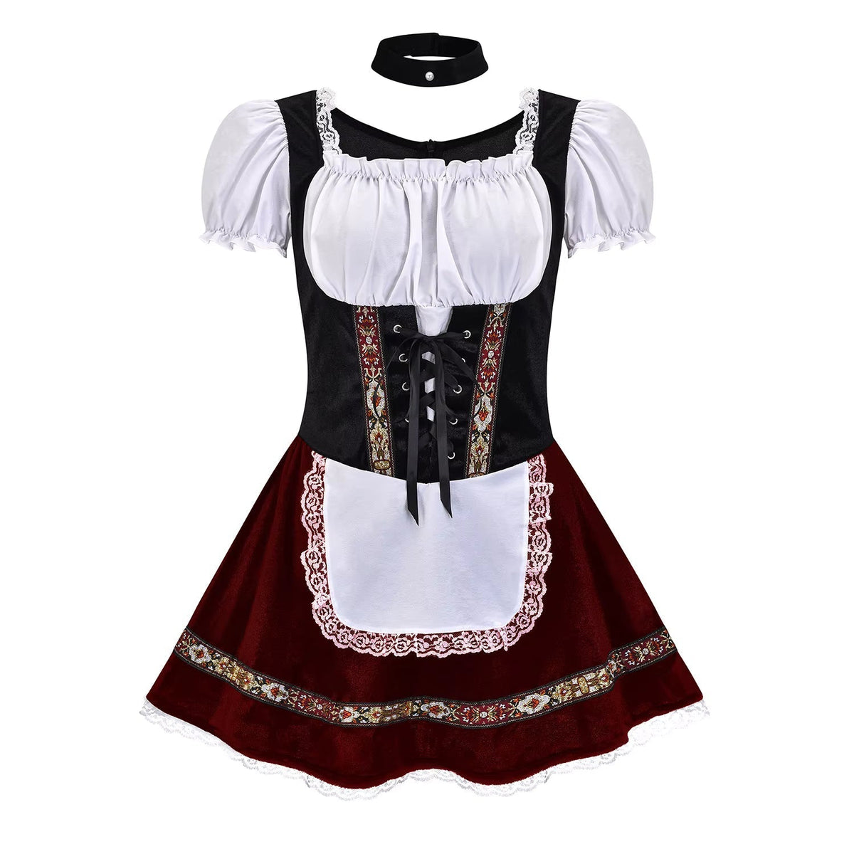 Dirndl dam med snörliv och puffärmar — Oktoberfest-klänning