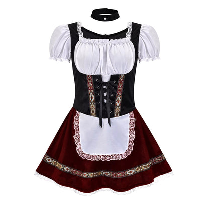 Dirndl dam med snörliv och puffärmar — Oktoberfest-klänning