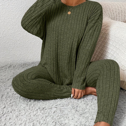 Loungeset dam, ribbat — topp och byxa