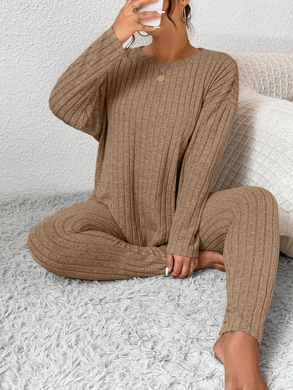 Loungeset dam, ribbat — topp och byxa