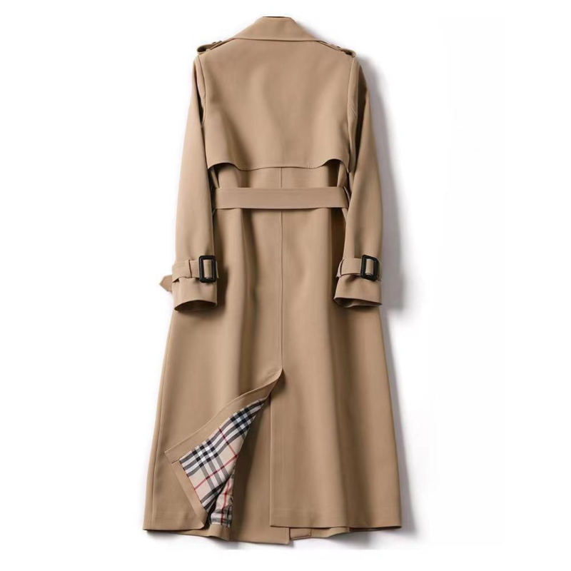 Trenchcoat dam med bälte — klassisk vinterkappa i bomullsmix