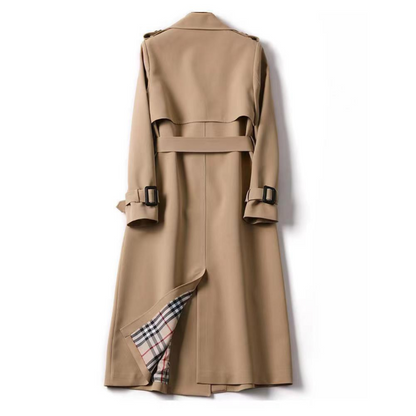 Trenchcoat dam med bälte — klassisk vinterkappa i bomullsmix