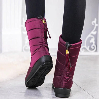 Vinterboots dam, fodrade — varma snowboots med halkfri sula