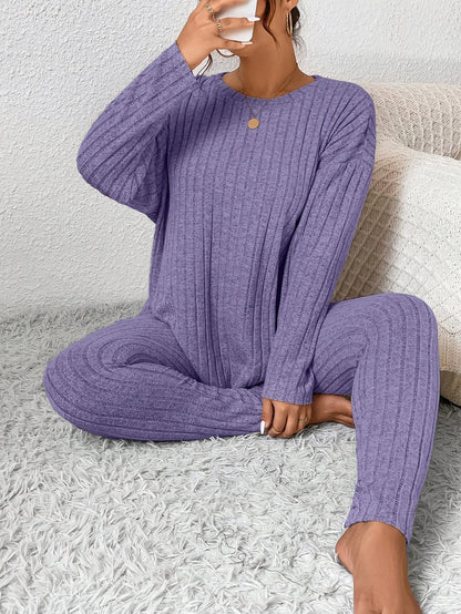 Loungeset dam, ribbat — topp och byxa