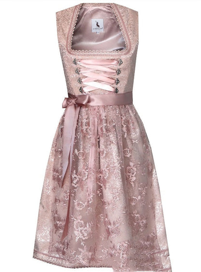 Dirndl dam med spetsliv — traditionell klänning med snörning