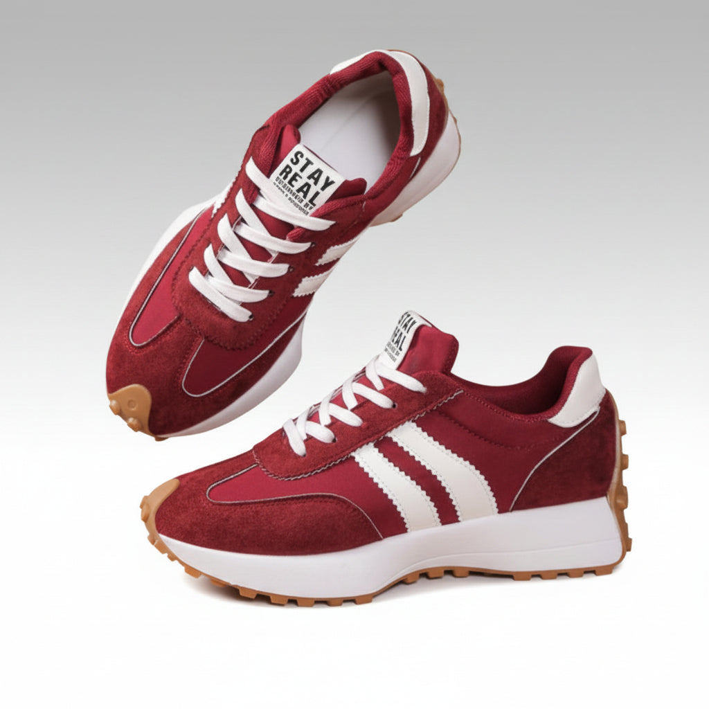 Sneakers dam, platform — retro chunky-sula med snörning