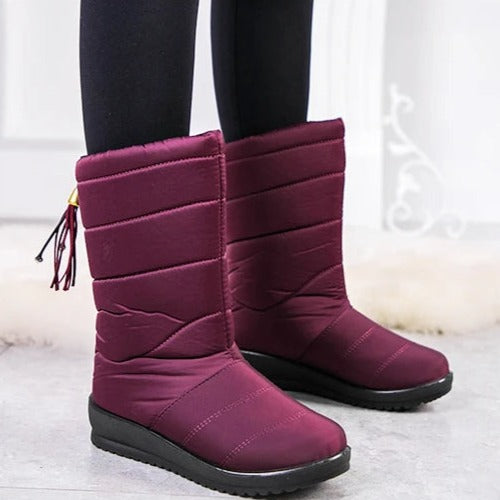 Vinterboots dam, fodrade — varma snowboots med halkfri sula