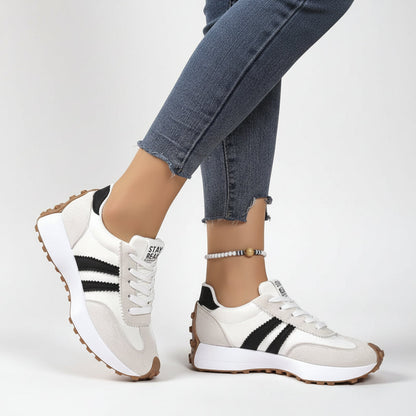 Sneakers dam, platform — retro chunky-sula med snörning