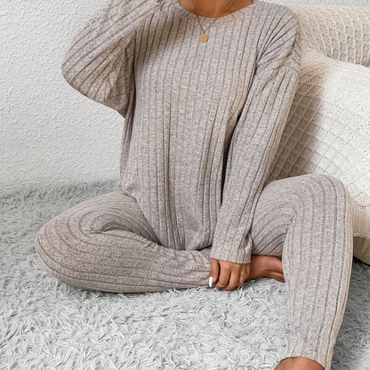 Loungeset dam, ribbat — topp och byxa