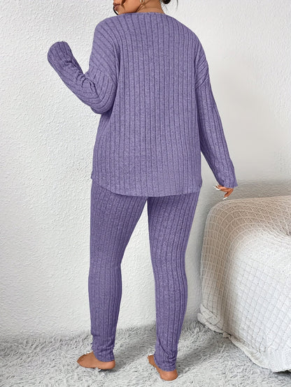 Loungeset dam, ribbat — topp och byxa