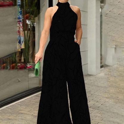 Jumpsuit dam, ärmlös — overall i linne med justerbart skärp
