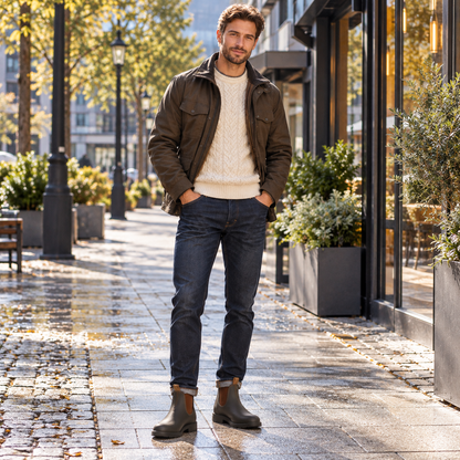 Boots herr, vattenavvisande — slip-on med resårsidor
