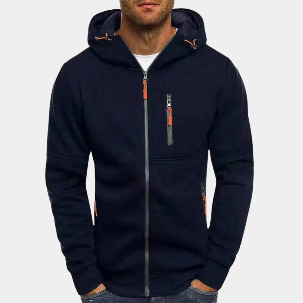 Hoodie herr med dragkedja — lässig zip hoodie