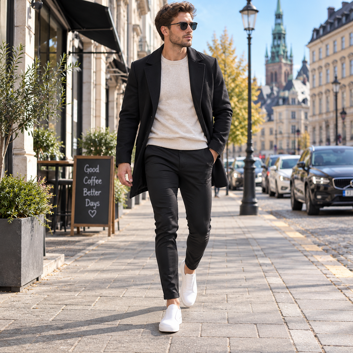 Chinos herr, klassiska — eleganta byxor i bomullsmix