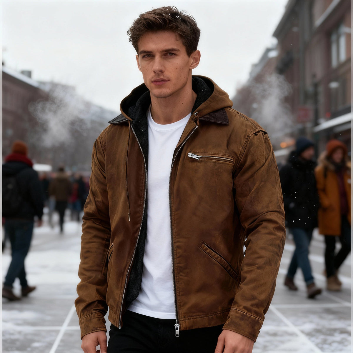 Fodrad parka herr — varm funktionsparka med huva