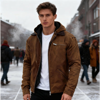 Fodrad parka herr — varm funktionsparka med huva