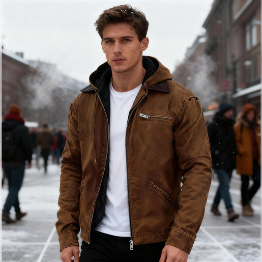 Fodrad parka herr — varm funktionsparka med huva
