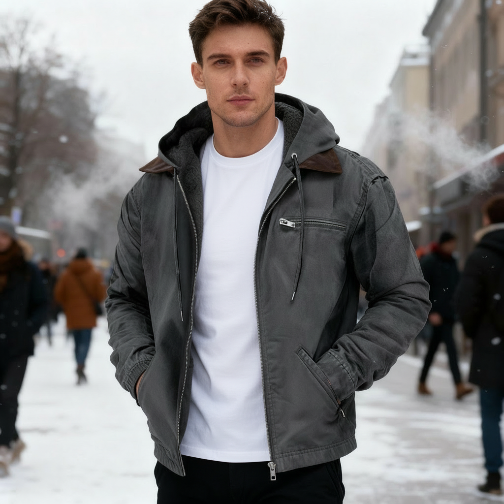Fodrad parka herr — varm funktionsparka med huva