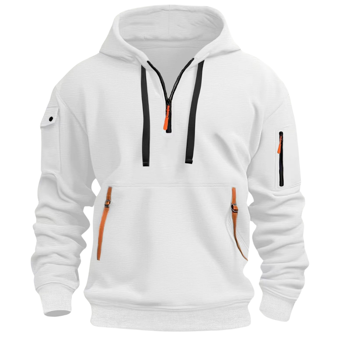 Hoodie herr — mjuk luvtröja med dragkedjefickor för vardag