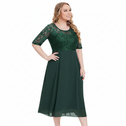Maxiklänning dam, chiffong — långärmad med lätt stretch